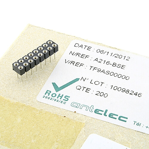 A216-BSE Socket 2 x 8 Pin R 2.54 THT ANTELEC